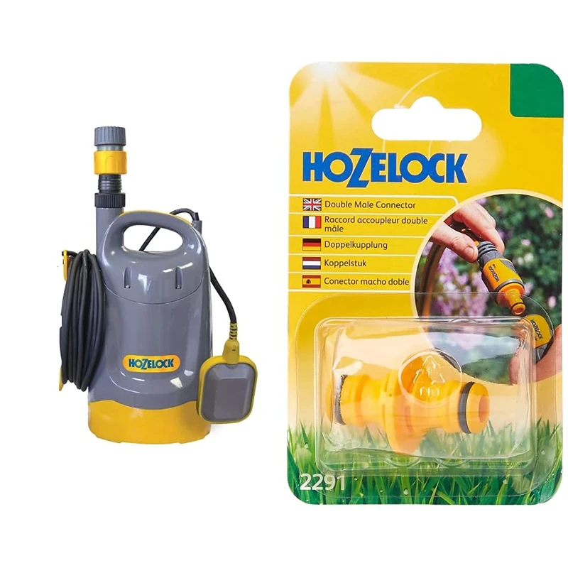 Hozelock 7602 0000 Flowmax Flood Pump & Double Male Connector