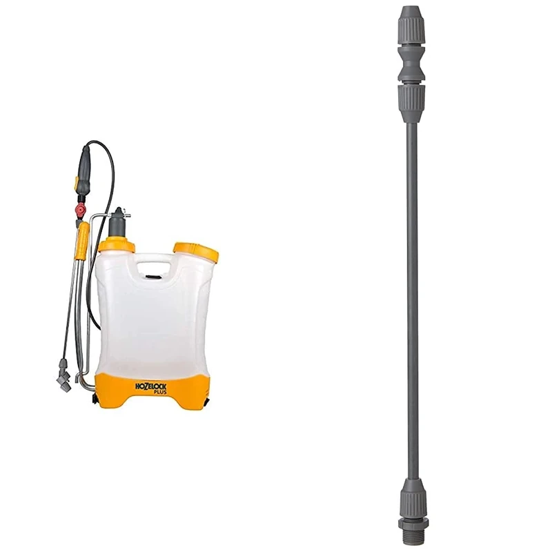 Hozelock Ltd 4712B0000 Pulsar Plus 12 L Comfort Backpack Sprayer Pressure, Translucent, 170.0 mm*600.0 mm*410.0 mm & 4106 0000 Garden Sprayer Extension Lance, 35.5cm