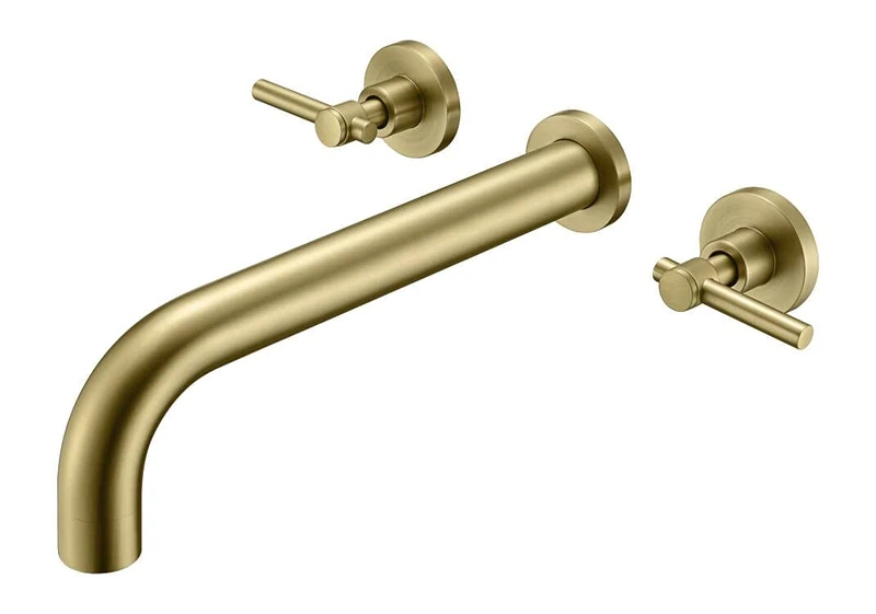 SUMERAIN Bathroom Wall Mounted Tub Filler Faucet Brushed Gold Bathtub Faucet Set with Brass Rough in Valve