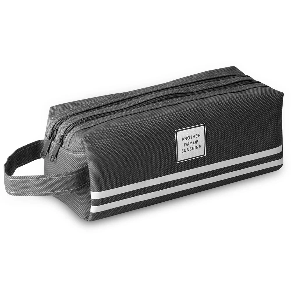 Pencil Case for Boys Large Pencil Case Office Stationery Makeup Bag Pouch Bag Pen Holder Portable School Supplies for School Office College Students Girl Boy Adult Teen（Grey）