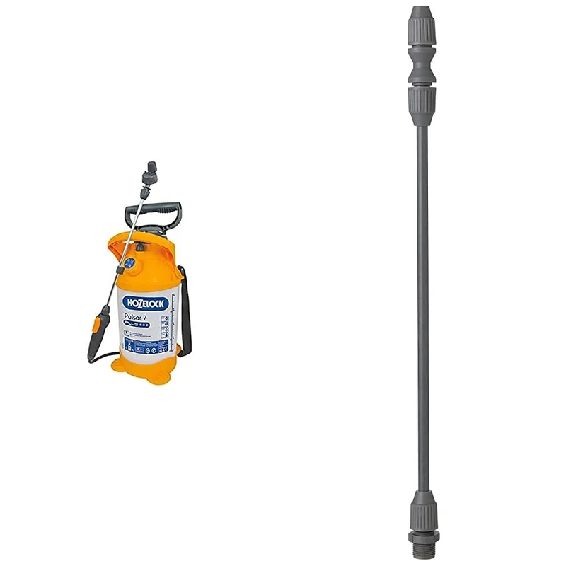 Hozelock Ltd 4311 0000 Pulsar Plus 7 Sprayer (Max Fill 5 Litre) Pressure, Translucent & 4106 0000 Garden Sprayer Extension Lance, 35.5cm
