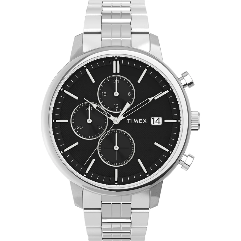 Timex Men's Trend 45mm Watch - Silver-Tone Case with Black Dial and Stainless Steel Bracelet TW2V01600