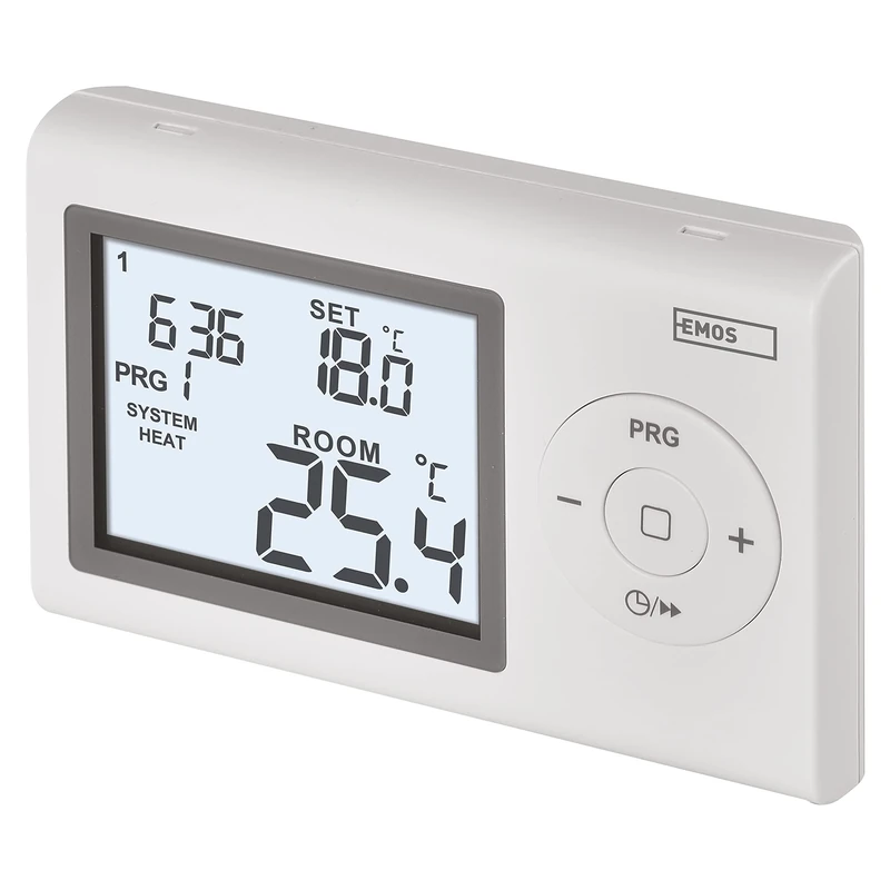 EMOS Digital Room Thermostat, Programmable Wall Thermostat for Heating and Cooling Systems, Thermostat/Room Temperature Controller with Frost Protection, Wire-Connected for Surface Mounting, 12 x