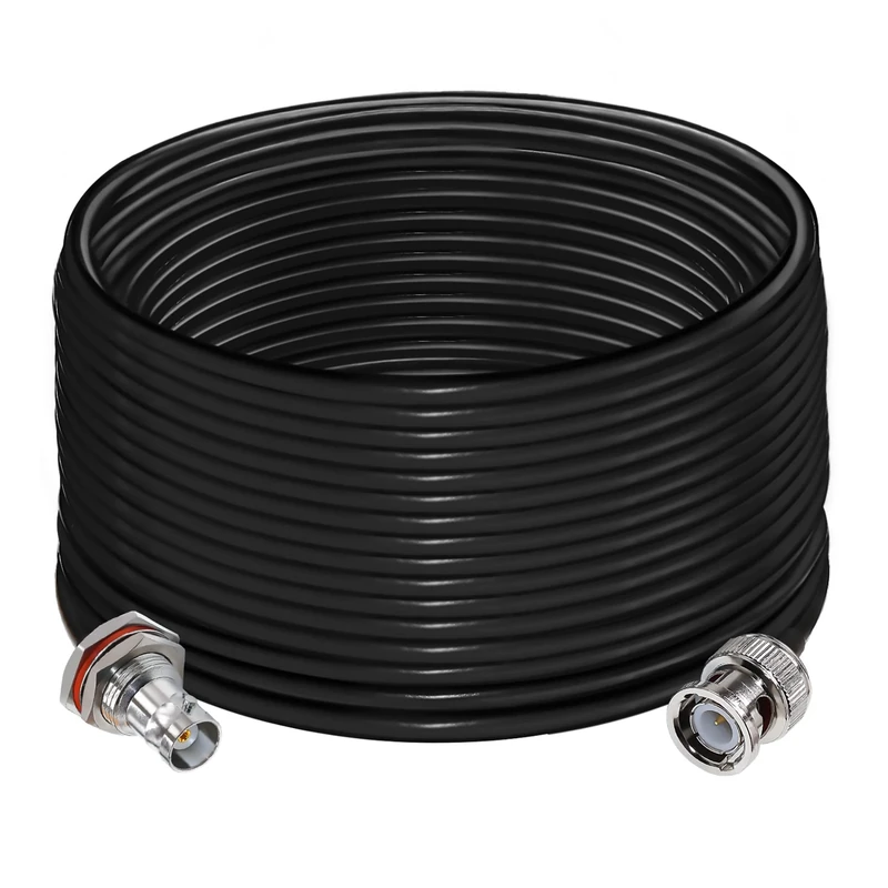 TUOLNK BNC Jumper Cable RG58 BNC Male to BNC Female Bulkhead Low Loss 50 ohm CB Radio Coax Cable 49.2FT(15M) Wifi Antenna Extension Cable for HAM Radio Antenna Security CCTV System