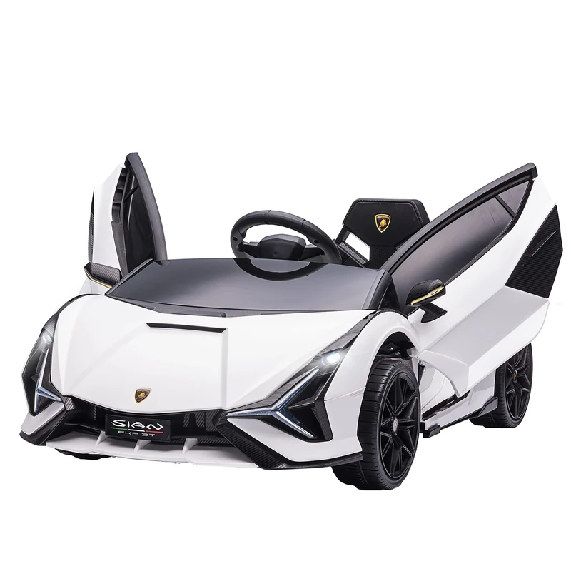 HOMCOM Lamborghini Sian Licensed 12V Electric Car for Kids 2 Motors Toy Car with Remote Control Music Lights MP3 for 3-5 Years White