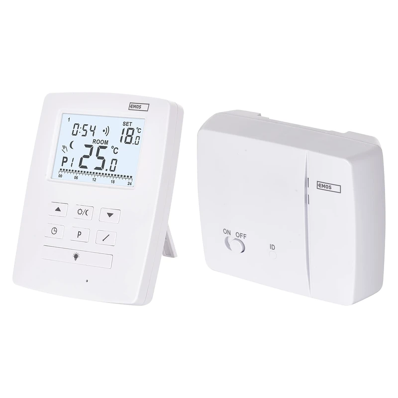 EMOS OpenTherm Wireless Room Thermostat, Programmable Digital Temperature Controller for Heating or Air Conditioning, 9 Programmes, Frost Protection, ON-Off, Adjustable Differential, 11.5 x 3.7 x 9.1