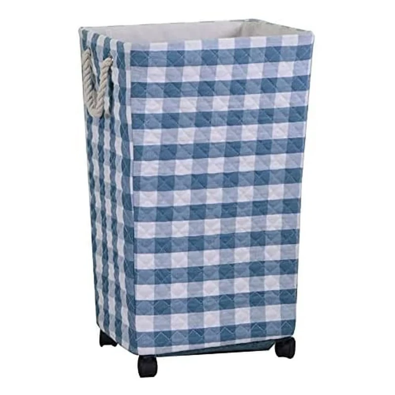 Vacchetti Basket Light Blue Rectangular with Wheels, Large