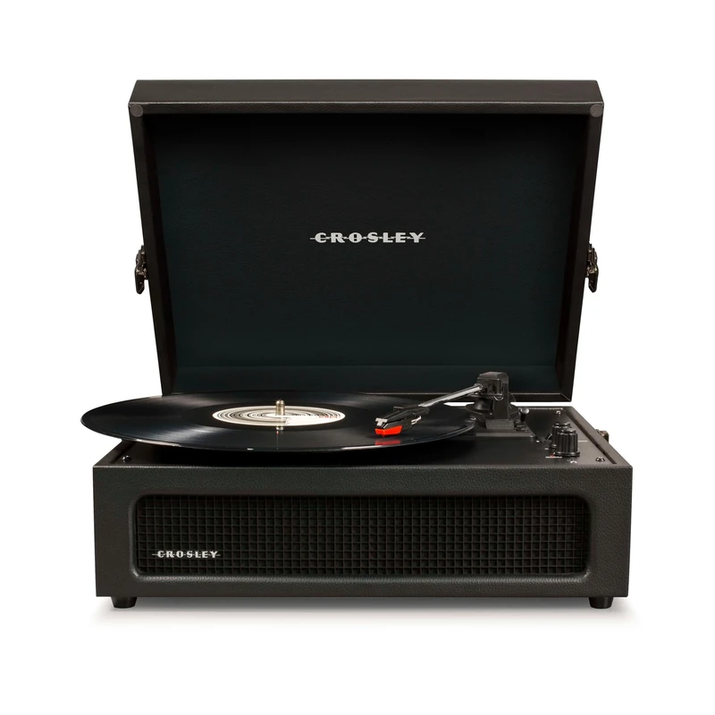 Crosley Voyager Portable Turntable - Bluetooth Record Player, 3-Speed Suitcase Vinyl Player, Home Turntables for Vinyl Records, Built in Stereo Speakers & Bluetooth Receiver, AUX Input, Black