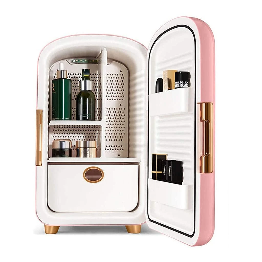 12 Liter Portable Beauty Makeup Skincare Fridge, Beauty Cooling Cabinet Low Noise Portable Cooler For Women Girls For Bedroom, Office (Color : Pink, Size : 34.2 * 25.1 * 28.8cm)