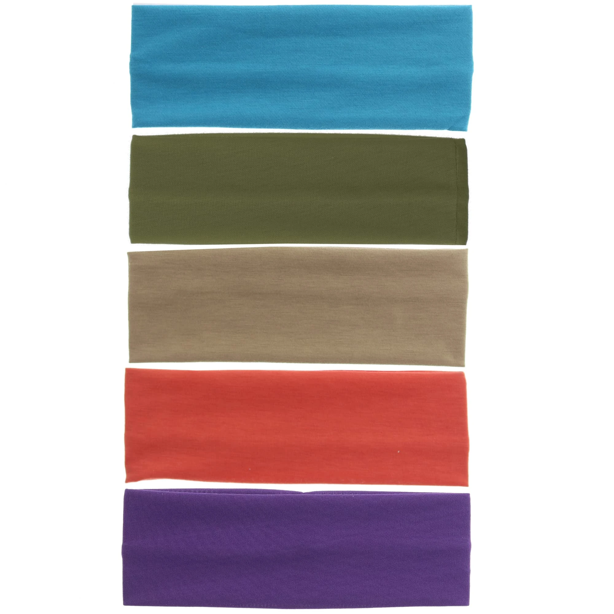 Set of 5 Elasticated Lycra Fabric 7cm Kylie Headbands - Assorted Colours
