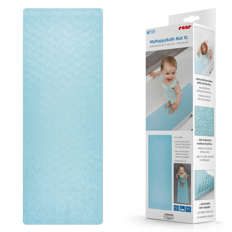 MyHappyBath Mat XL - Baby Bath Mat Non-Slip Surface with Whale Motifs 97 x 36 cm - Image 1