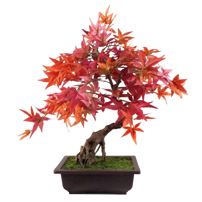 Leaf Artificial Small Bonsai Tree, 50cm Red Acer Bonsai, 50cm