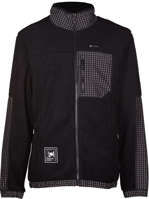 L1 Men's Onyx JKT Fleece Jacket, Black/Black Check, L