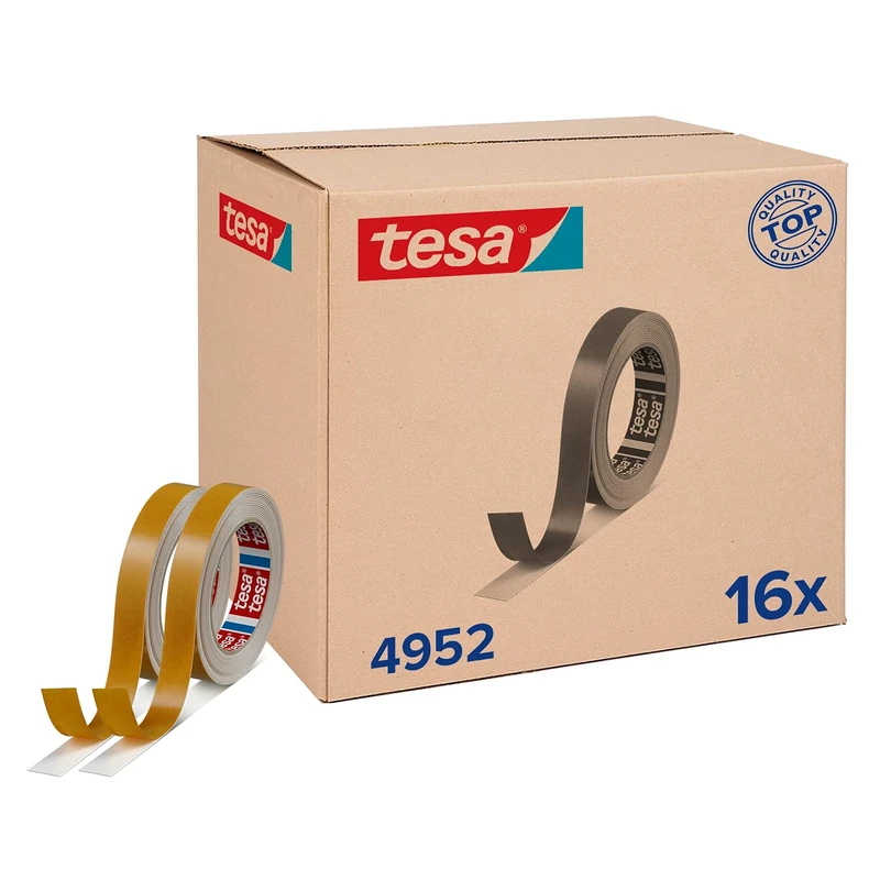 tesa 04952-00002-00 Tesafix 4952 Mounting Tape Pack of 16 Moisture-Resistant Double-Sided Adhesive Tape for Mounting without Drilling White 16 Rolls of 50 Each White 16 x 5 m x 19 mm