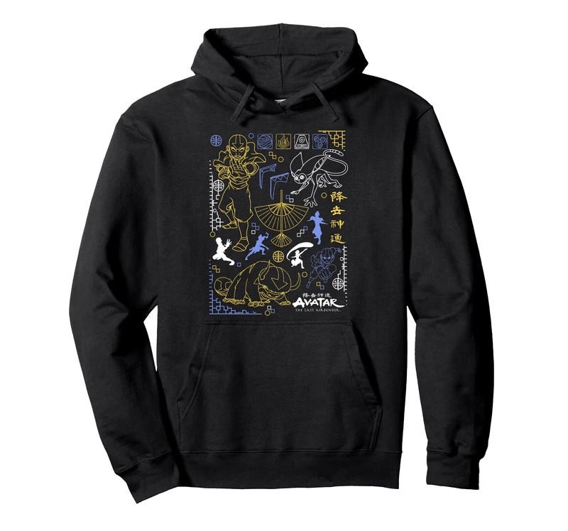 Avatar: The Last Airbender Character Line Art Pullover Hoodie - Image 1