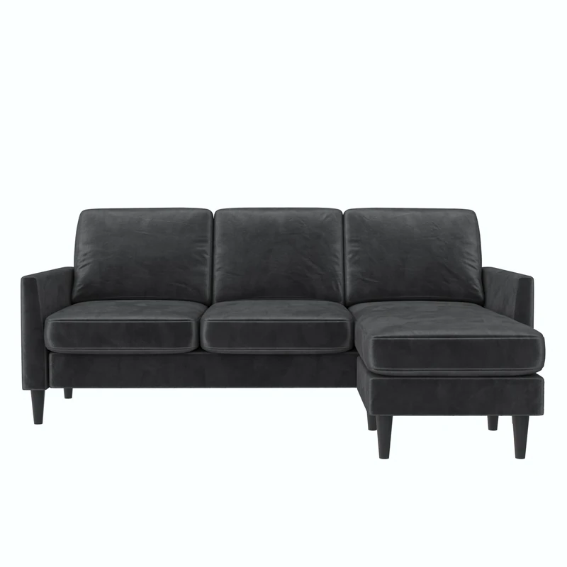Mr. Kate Winston Reversible Sofa Sectional, Dark Gray Velvet