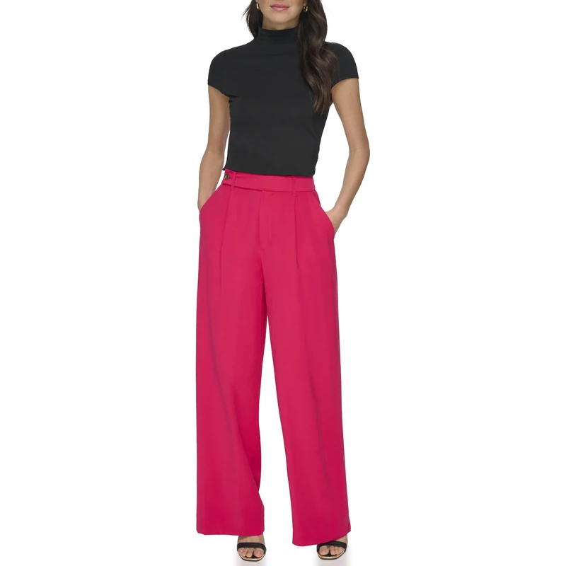 DKNY Women's Frosted Twill Trousers Pants, Amalfi Pink, 12
