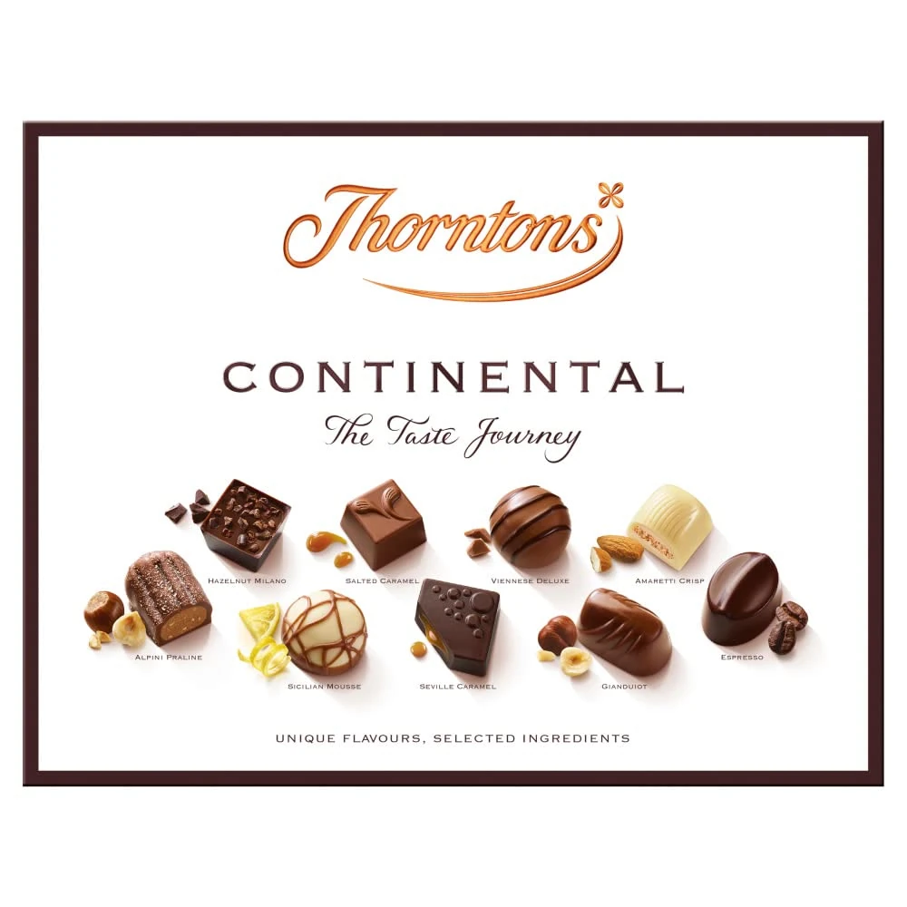 Thorntons Continental, Christmas Chocolate Gift, Unique Flavours Milk, White, Dark Chocolate, 264g