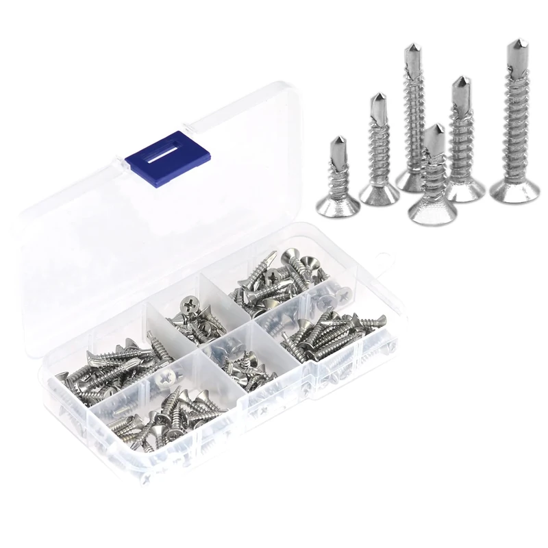 DDHOMIN 120pcs Self-Drilling Screws - Flat Head M3.5 & M4.2