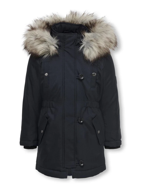 KIDS ONLY Girl's Only Girl Parka Lang 158Night Sky Coat, Night Sky/Detail:FUR LIGHT GREY, 158