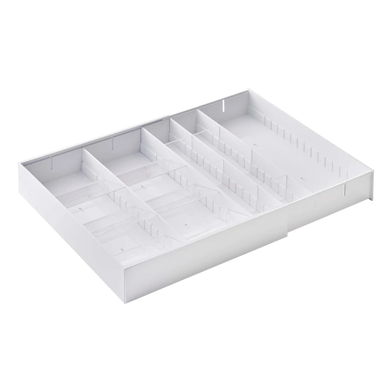 YAMAZAKI 5415 TOWER Extendable Diagonal Cutlery Tray, white, ABS Resin/PS Resin, Minimalist, 30～47.5 x 35 x 5.5 cm