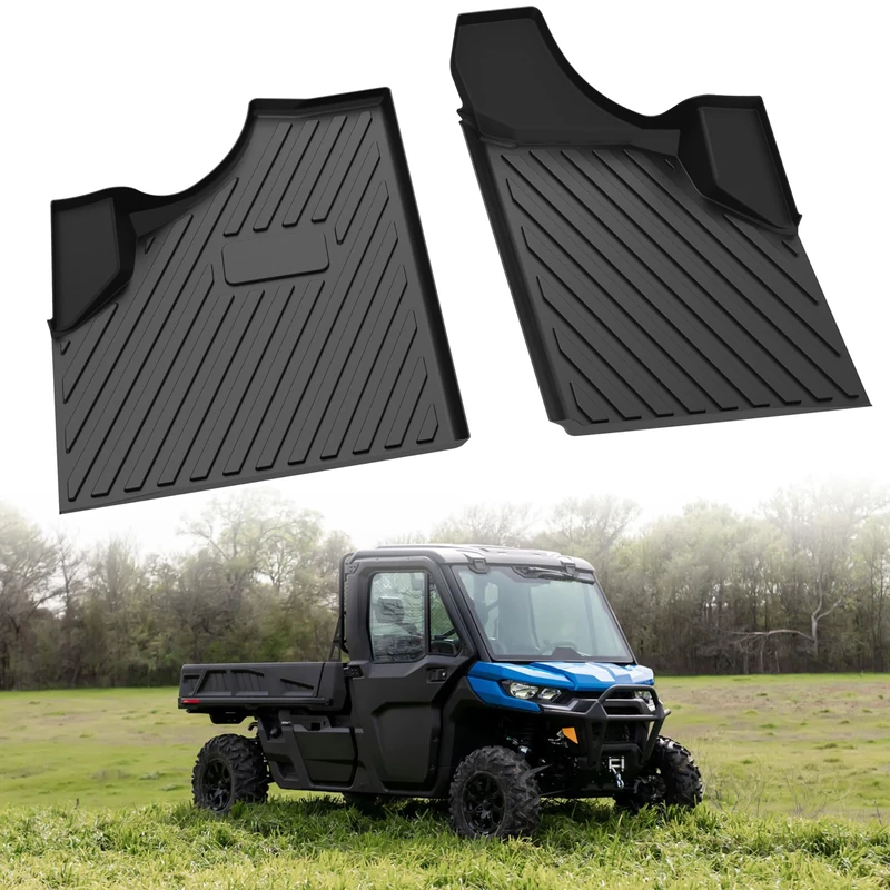 LDETXY Floor Mats for Can Am Defender 16-24, TPE Front Row Floor Liners All Weather Protection Slush Mats for Can-Am Defender HD5/HD8/HD10/MAX 2016-2025 Accessories (2PCS) - Image 1