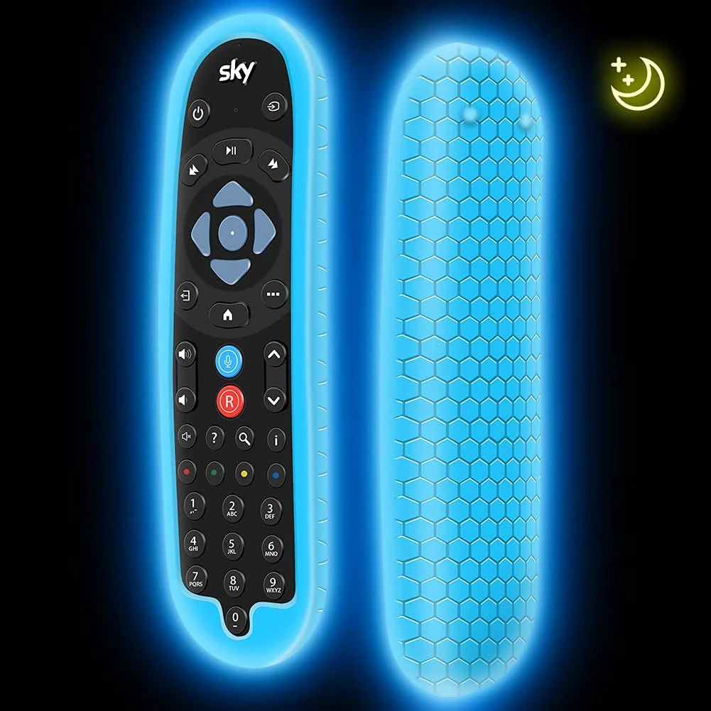 Cover for SKY Q Bluetooth Remote Control EC201 EC202 2020, Protective Silicone Case SKY Q New Remote Controller Sleeve Skin Holder Battery Back Protector Universal Replacement-Glow Blue