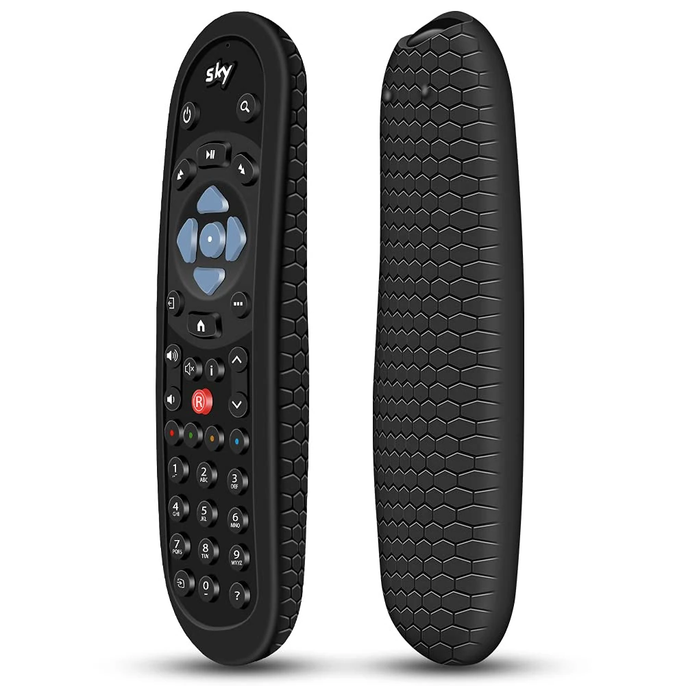 Cover for Original Sky Q Voice Remote Control SKY135,Sky Glass Remote Protective Silicone Case SKY Q Touch and Non-Touch Remote Control Sleeve Skin Holder Battery Back Protector Replacement-Black