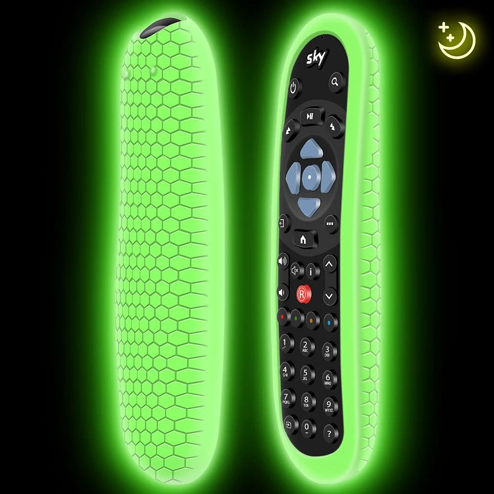 Case for Original Sky Q Voice Remote Control SKY135,Sky Glass Remote Protective Silicone Cover SKY Q Touch and Non-Touch Remote Control Sleeve Skin Holder Battery Back Protector Universal-Glow Green