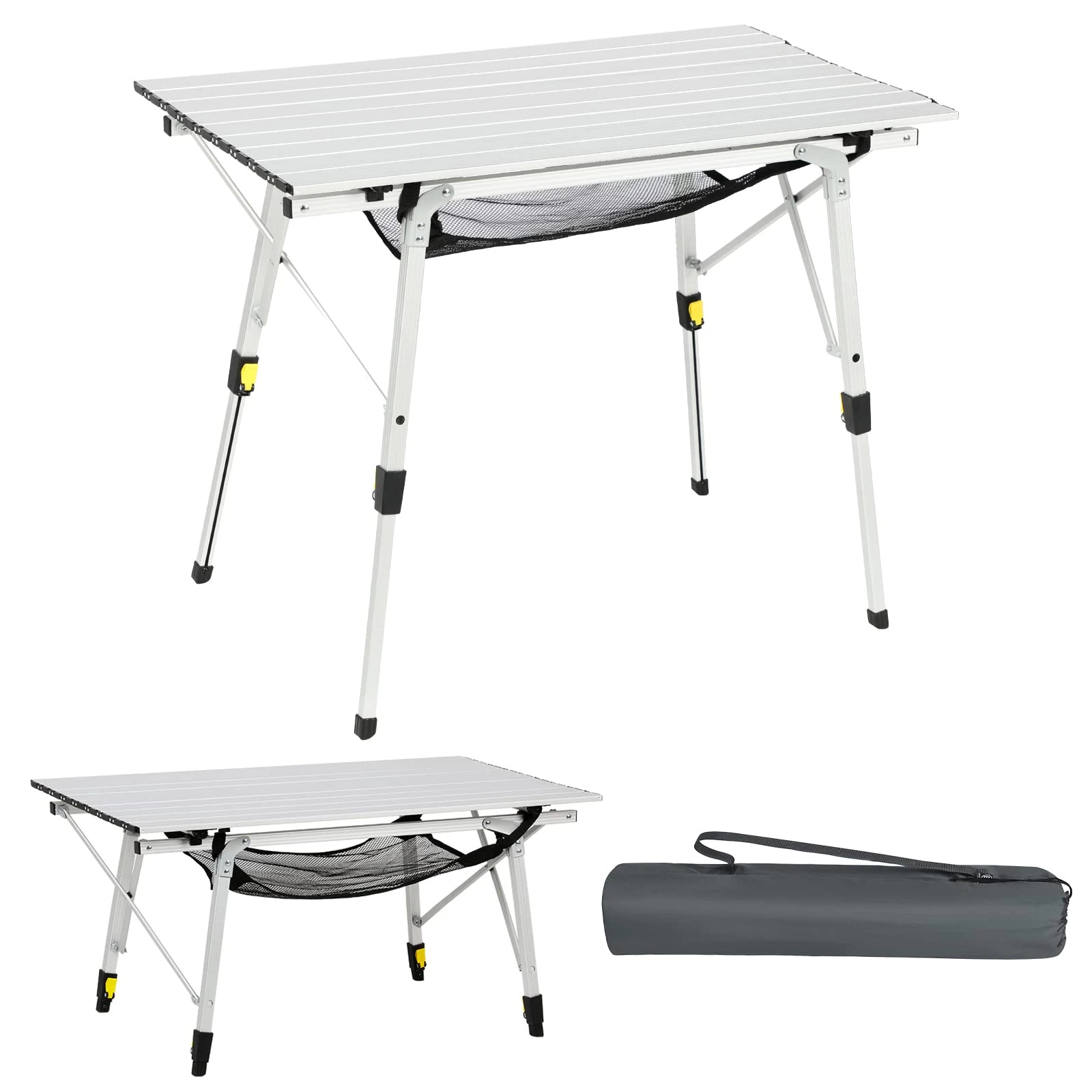 Portal Camping Tables That Fold up 90×53cm Picnic Table Folding Portable with Height Adjustable Legs Collapsible 3ft Aluminium Rollup Outdoor Lightweight Foldable for Beach Fishing Garden BBQ