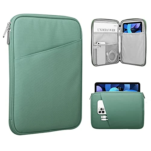 TiMOVO 9-11" Tablet Sleeve for iPad 11-inch A16 2025, iPad 10th Gen. 10.9", iPad 10.2", iPad Air 11 Inch/5th/4th Gen. 10.9", Galaxy Tab A9 Plus 11", Protective Bag with Pocket,Dark Mint Green