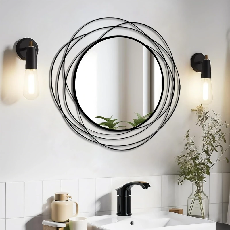HQiJun Wall Mirror Mirrors Round Decorative Circle Decor for Entryways, Washrooms, Living Rooms