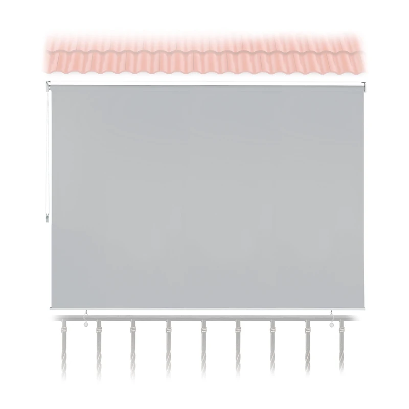 Relaxdays Vertical Awning, 140 x 180 cm, Outdoor Roller Blind for Balcony, Patio & Garden, Weatherproof, Sun Protection Roller Blind, Grey - Image 1