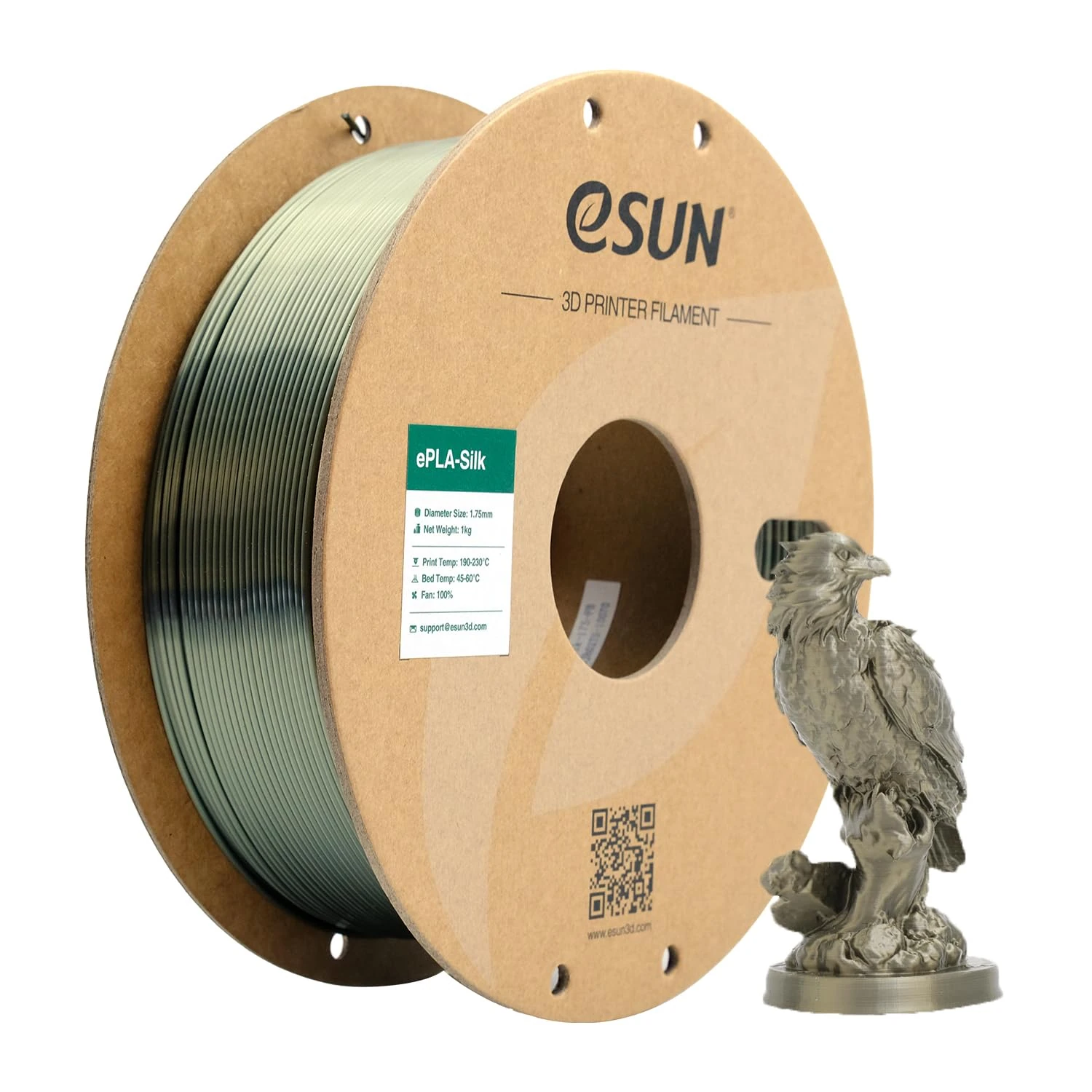 eSUN Silk Metal PLA Filament 1.75mm, Silky Metallic 3D Printer Filament PLA, Dimensional Accuracy +/- 0.05mm, 1KG Spool (2.2 LBS) 3D Printing Filament for 3D Printers, Silk Bronze