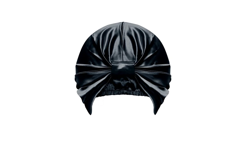 Sleepdown 100% Silk Hair Wrap, Sleep Wrap, Hair Turban, Naturally Hypoallergenic, Soft and Comfortable - 22 Momme - 20cm Dia - Black - Image 1