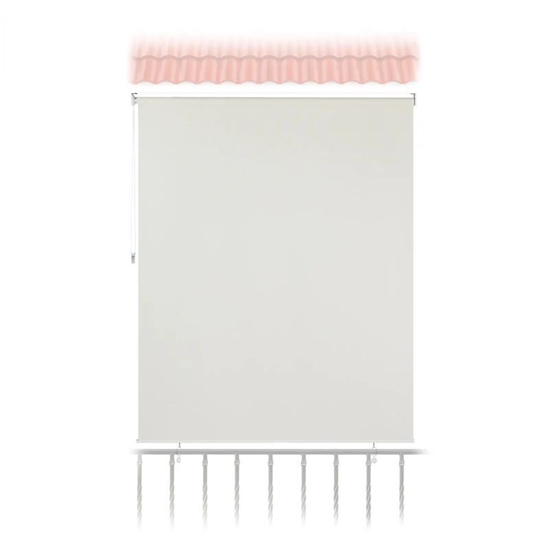 Relaxdays Vertical Awning, 240 x 180 cm, Outdoor Roller Blind for Balcony, Patio & Garden, Weatherproof, Sun Protection Roller Blind, Beige