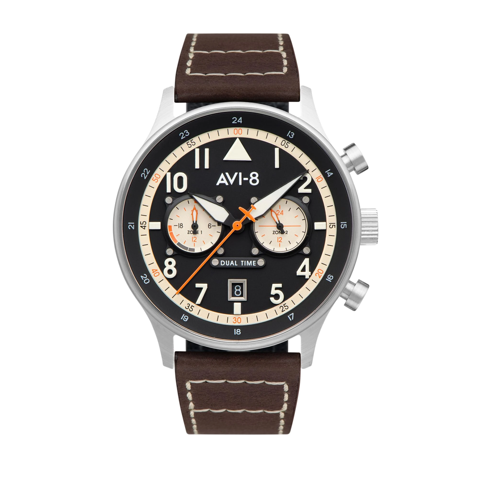 Hawker Hurricane, Carey Dual time, manston Mens Analogue Japanese Quartz Watch with Leather Bracelet AV-4088-01