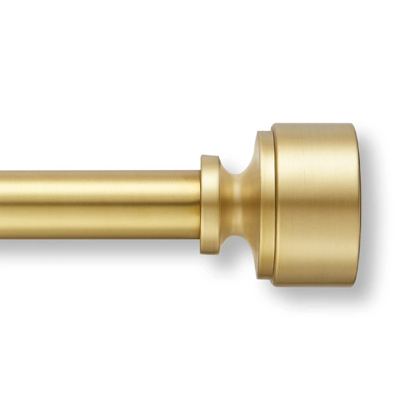 MODE Premium Collection Single Curtain Rod Set with Mod Doorknob Finials - 72 to 144 in, Gold