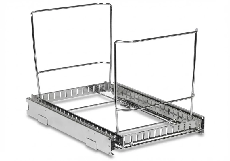 HOLDN’ STORAGE Pull Out Trash Can Under Cabinet,2 Way –Heavy Duty Metal, with 5 Year Limited Warranty- Garbage (Not Included) - Install Length or Widthwise, Chrome Finish, 9'' x 14-5/8''