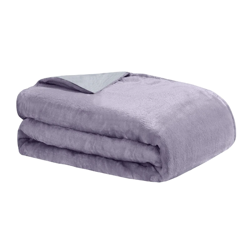 Dreamlab Amethyst and Quartz Crystal Cooling Reversible Weighted Blanket with Removable Cover, 15 Pounds, Lavender