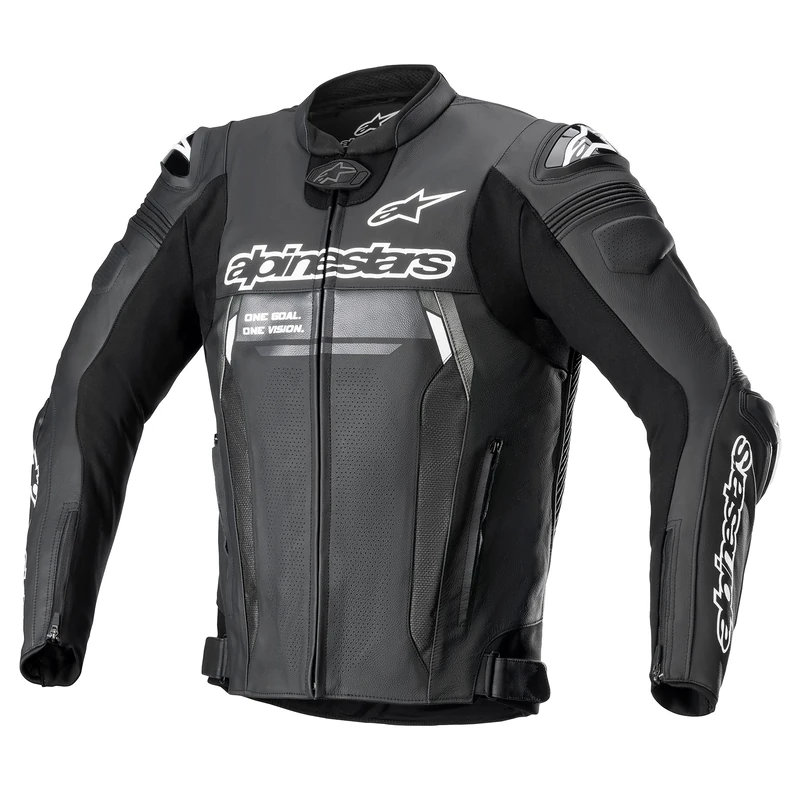 Alpinestars Missile V2 Ignition Motorcycle Leather Jacket, Black/Grey/White, 56 (EU)