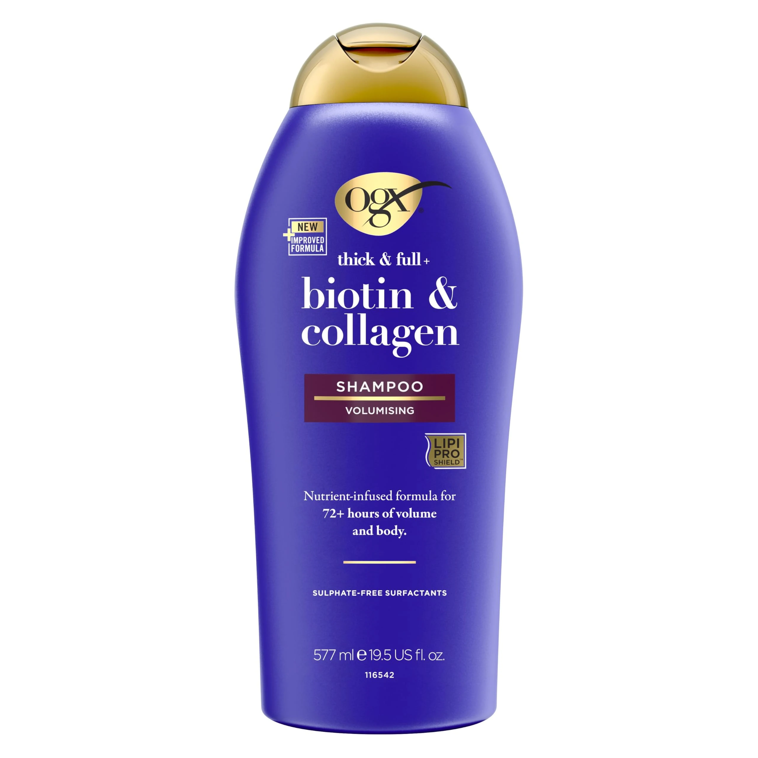 OGX Biotin and Collagen Volumising Hair Shampoo, Thick and Full, with Vitamin B7 Biotin, and Collagen, for Fine Hair, Sulfate Free Surfactants, 577ml (Packaging may vary)