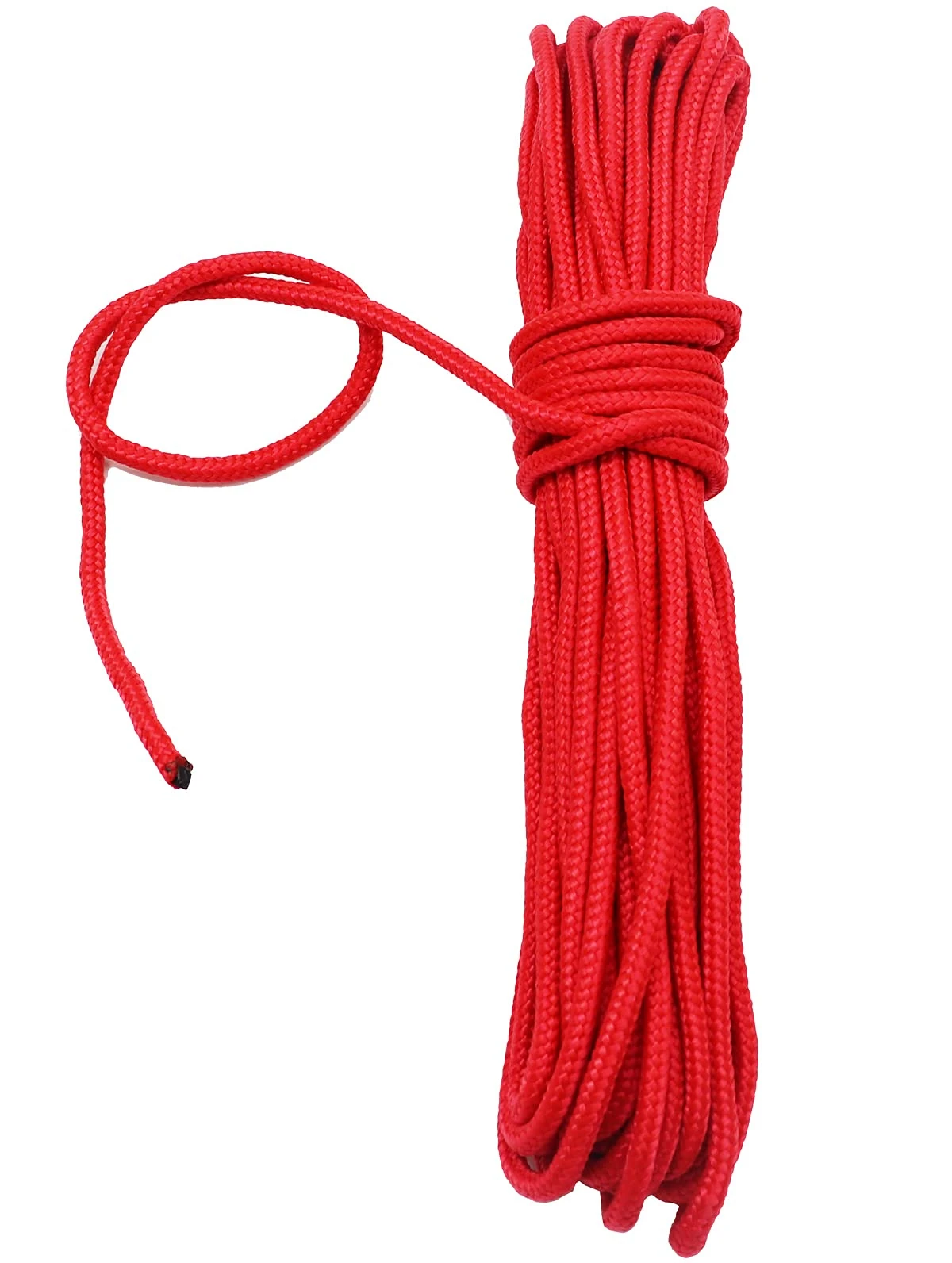 Fuwok 2/3/4/6/8/10MM 20M(64ft) Satin Nylon Trim Cord,Rattail Silk Cord,All Purpose Rope,Assorted Colors Nylon String Twisted Durable Long Ropes (Red, 2mm)