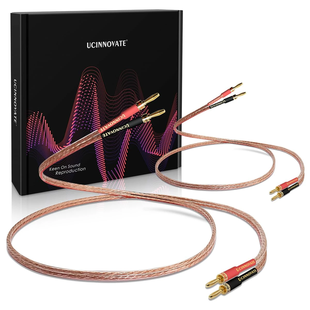 WOWLED 2 Pack 13AWG Speaker Cable with Banana Plug, (1.5m / 4.9FT) 1 Pair HiFi Speaker Cable with Gold-Plated Banana Plugs, Male to Male Audio Cable Speaker Cord for Home Theater