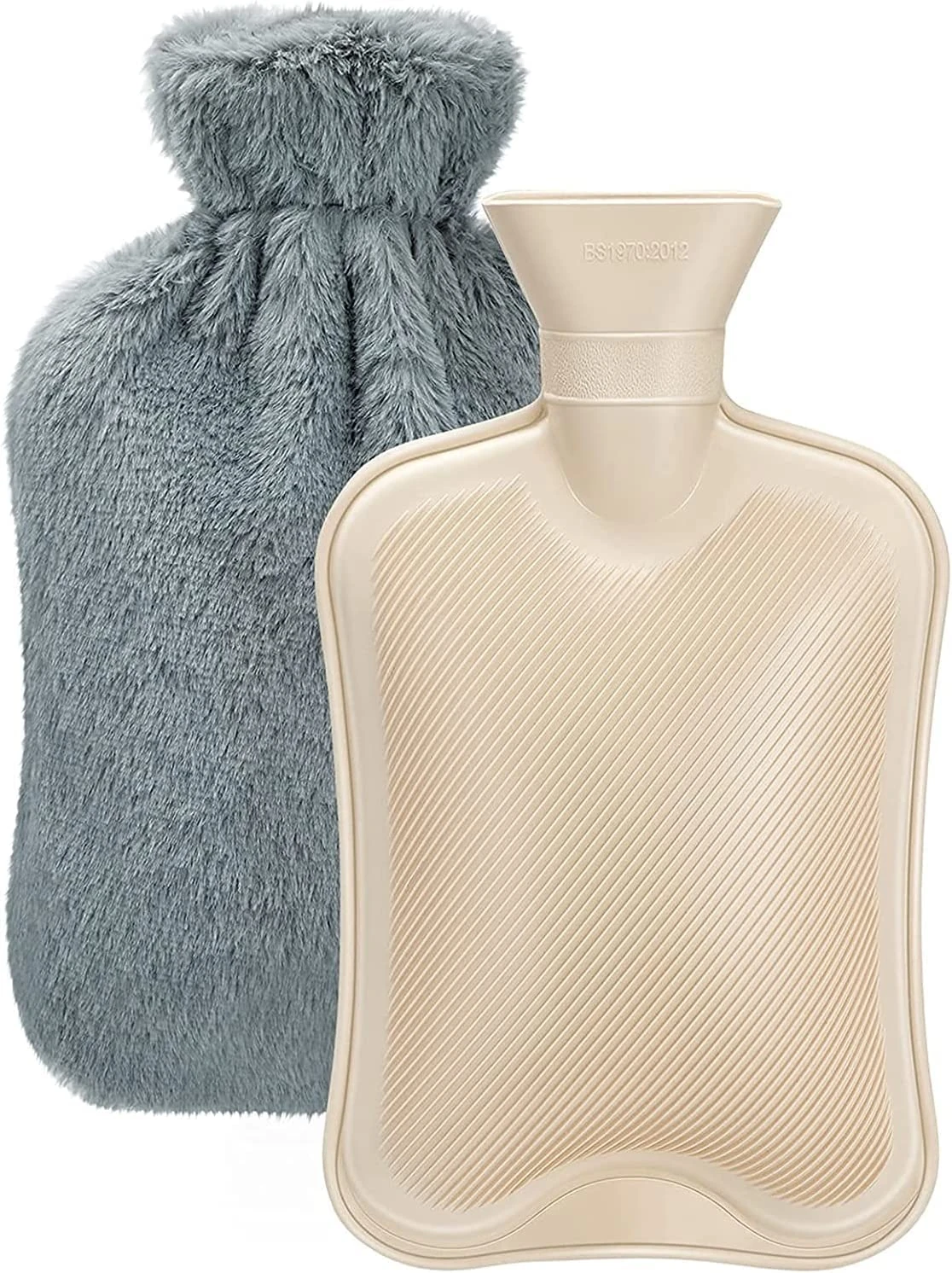 Hot Water Bottle with Cover, 2L Large Capacity, Premium Natural Rubber Hot Water Bag, Soft Fleece Cover - Helps Provide Warmth and Pain Relief, Great Ideal for Parents, Children,1Pcs