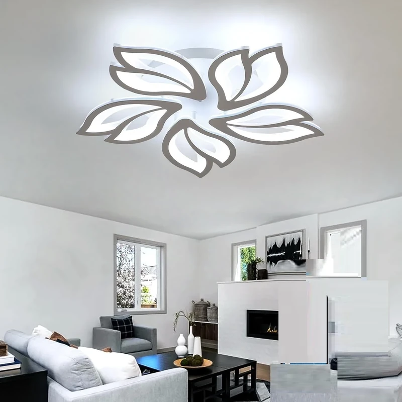 Comely LED Ceiling Light, Elegant Flower Design LED Chandelier 60W 6750LM, Ceiling Lighting Fixture for Living Room, Bedroom, Kitchen, Dining Room, Cool White 6500K