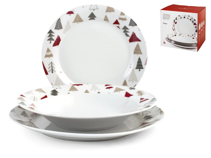 HOME Wing Table Set 18 Pieces, Winterly, Porcelain