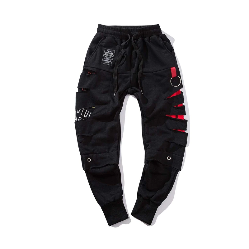 Niepce Inc Ripped Men's Streetwear Jogger, Black, Medium