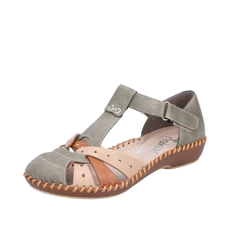 Rieker Maria Womens Sandals 4 UK Olive/Beige/Clay