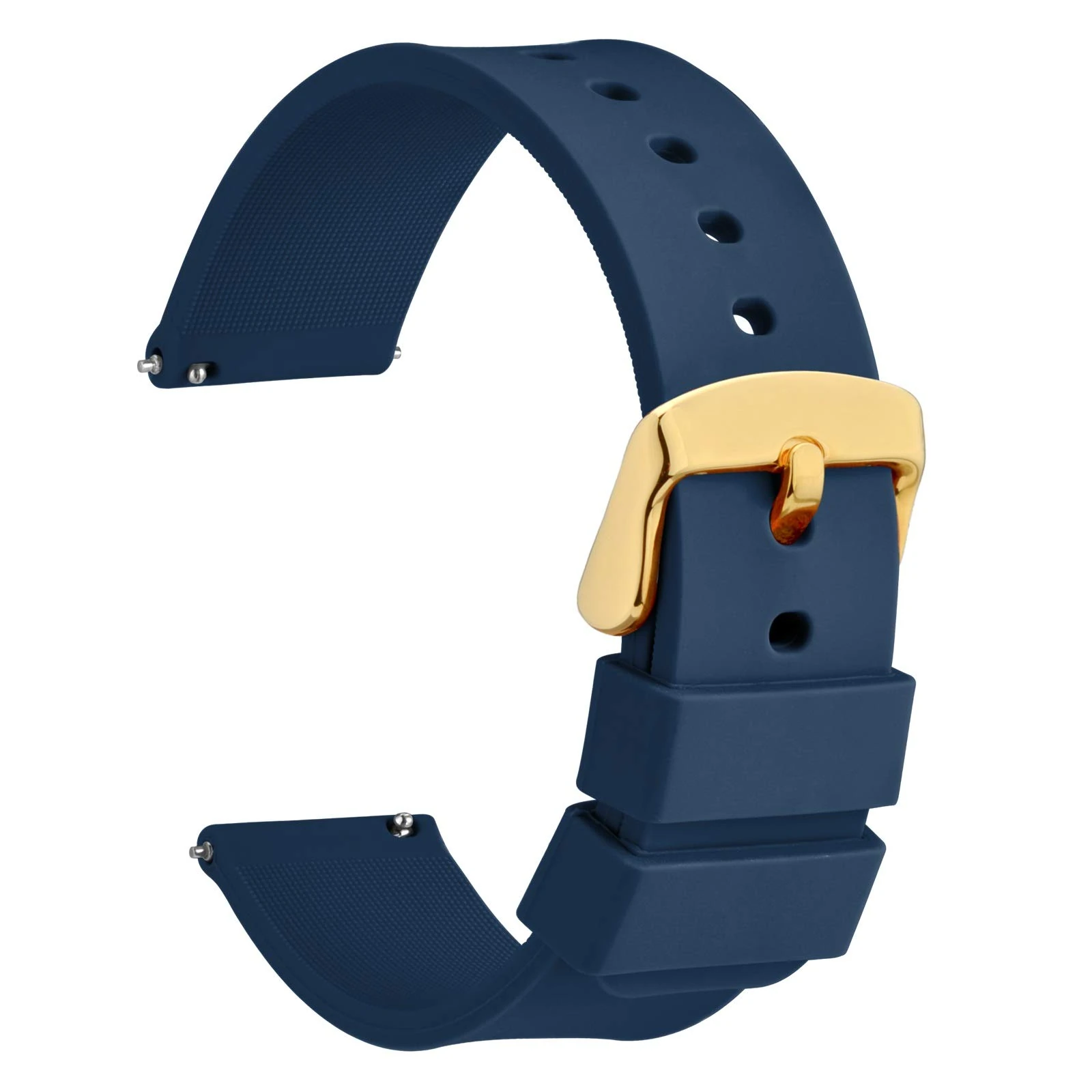 WOCCI 20mm Silicone Watch Strap with Gold Buckle, Quick Release Bracelet (Navy)